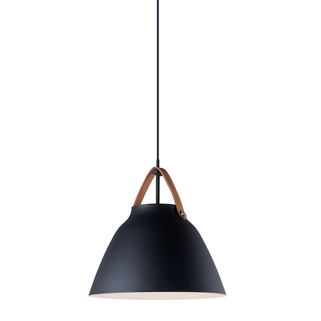 Maxim Lighting Nordic 1-Light 14.25" Wide Tan Leather / Black Pendant Light 11356TNBK